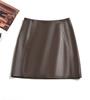 Genuine European & American High Waist Leather A-line Skirt for Women
