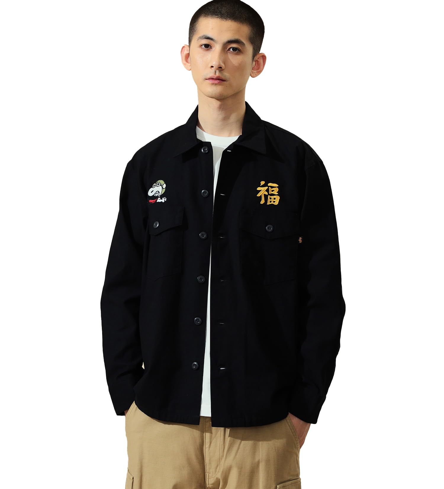 

Tops x ALPHA Vietnamese style long sleeve TS5146 BLACK [Alpha Industries] shirt/Snoopy Men s чёрный