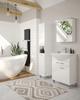 Bathroom cabinet with a washbasin on legs 85x65, standing white Mea with an elongated chrome tap
