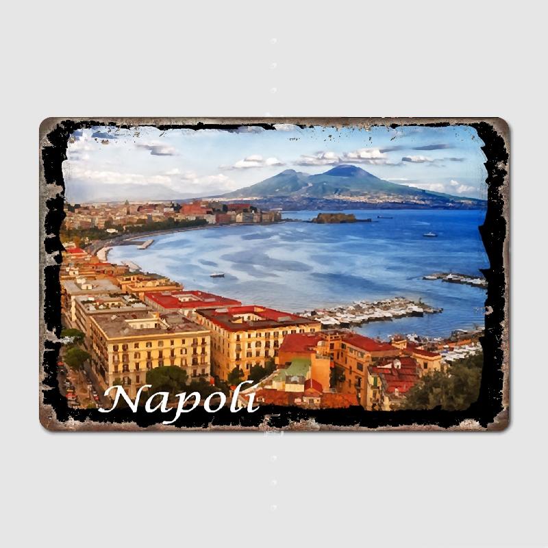 

Greetings from Napoli Metal Tin Sign Truck Indoor and Outdoor Home Bar Coffee Kitchen Wall Decoration 20x30cm（7.8x11.8inch）