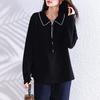 Flaw-Free Casual Lapel Hoodie for Middle-Aged Women - Loose Fit, Plus Size, Spring/Autumn European Style