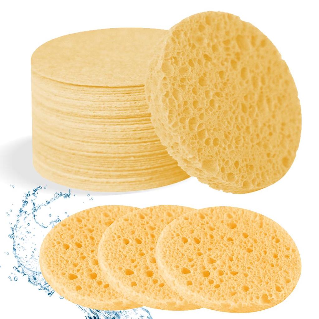 Compressed Cotton Facial Cleansing Puffs, Disposable Makeup Remover Cellulose Sponges for Salon Use.