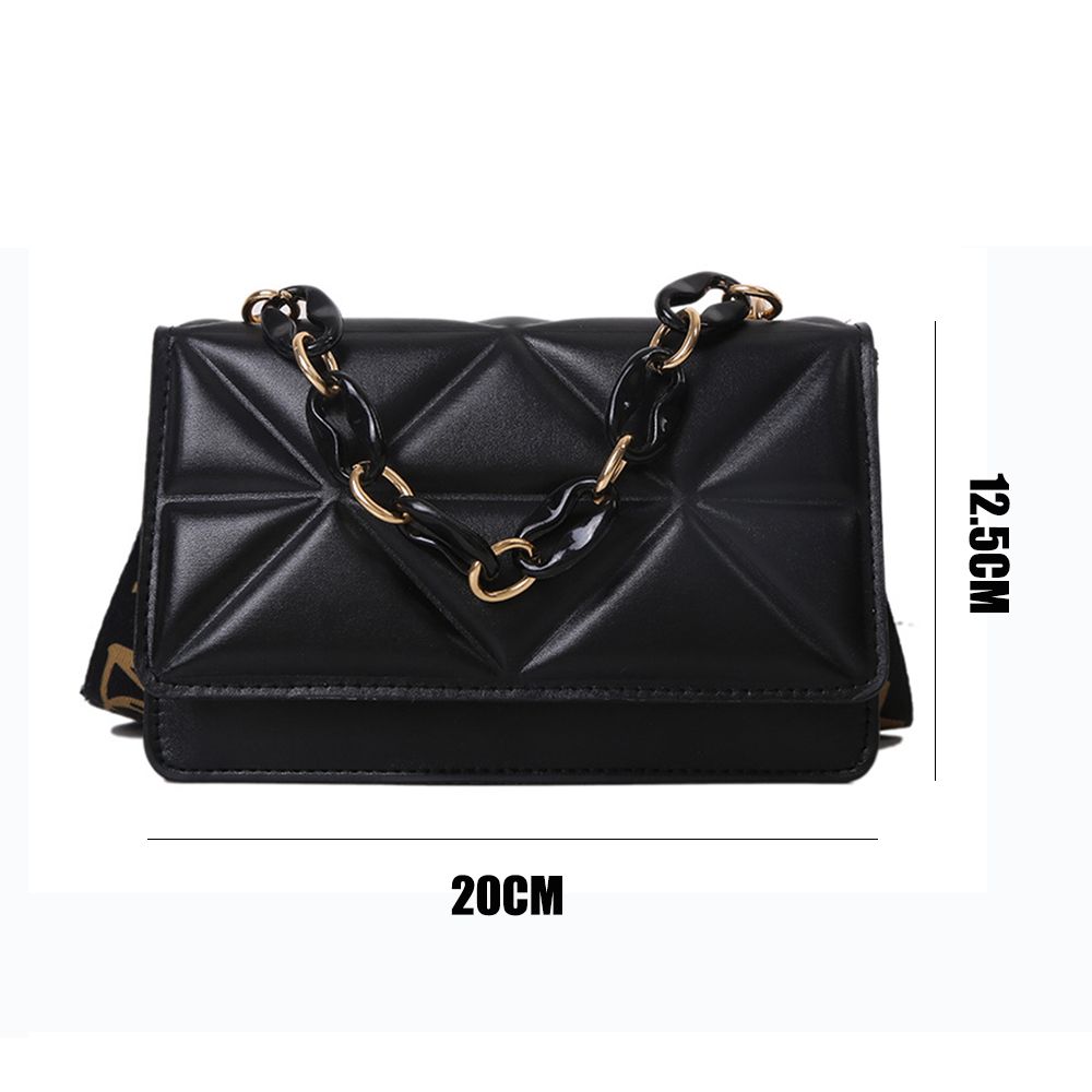 1PC Mote Dame Skulderveske Håndvesker PU-skinn Klaffveske Dame Metallkjede med stor kapasitet Casual Crossobdy Clutch