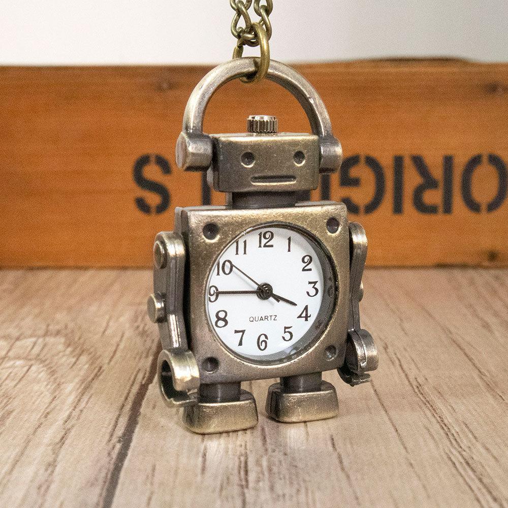 

Foreign Trade Retro, Classic Robot Black Notes Book Necklace Quartz Small Pocket Watch Ornament Jewelry