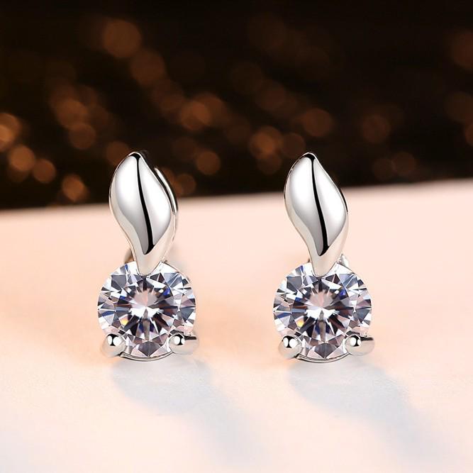 Dunhuang Fashion Heart-Shaped Swiss Crystal Earrings