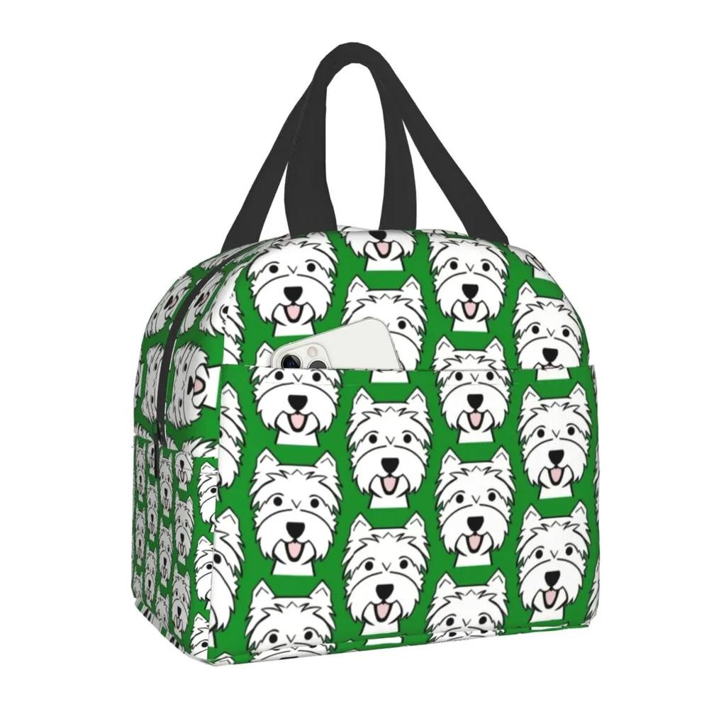 West Highland Terrier Dog Insulated Lunch Bag for Women Pet Westie Portable Cooler Thermal Bento Box Camping Travel Picnic Bags