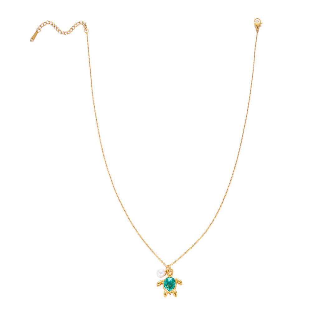 Oceanic Style Stainless Steel Necklace With Pearl And Sun Motif For Vacation Look