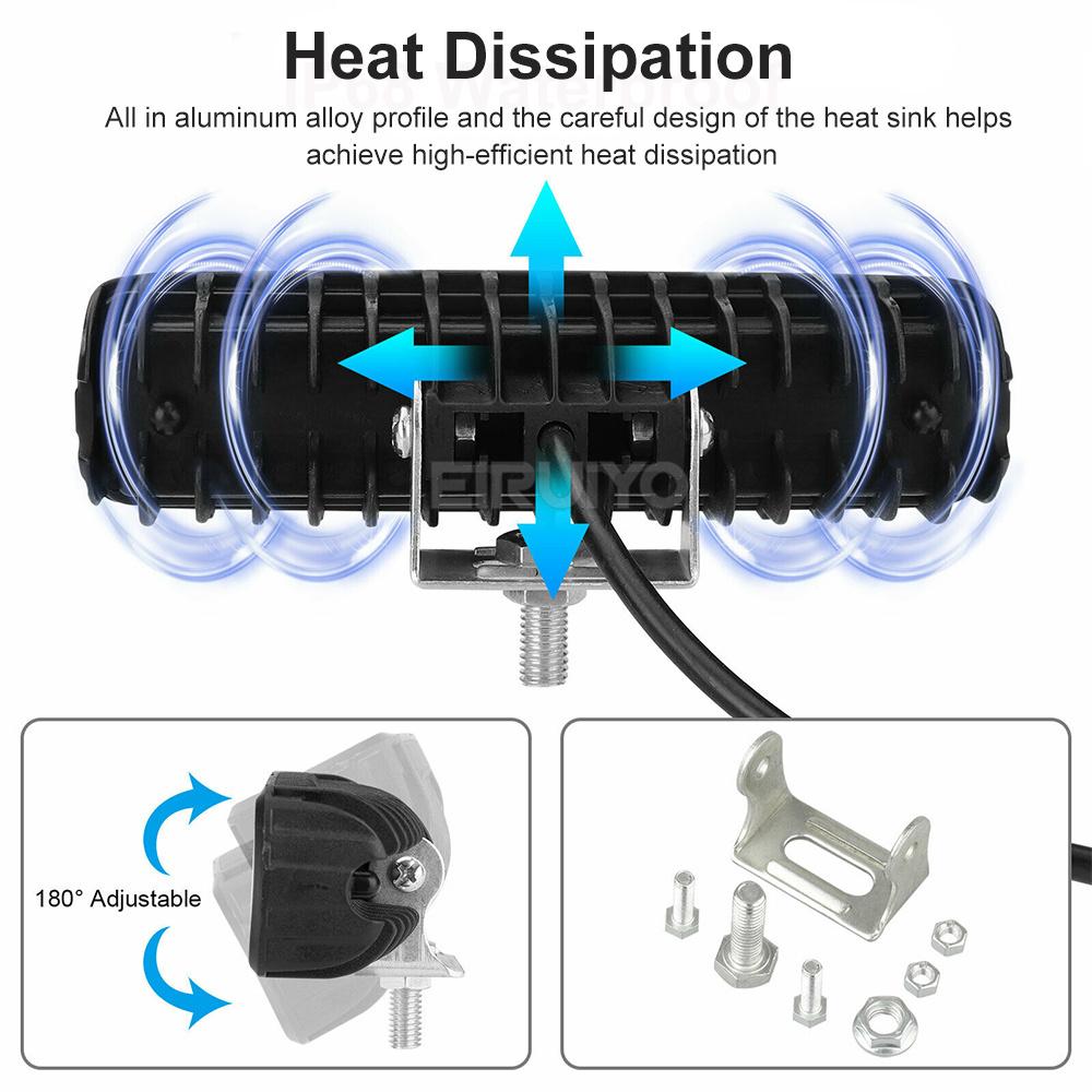2pcs 4pcs 48W LED Car Work Light Bar 16SMD Spotlight For Offroad 4x4 SUV ATV Tractor Boat Truck Excavator 12V 24V Auto Headlight