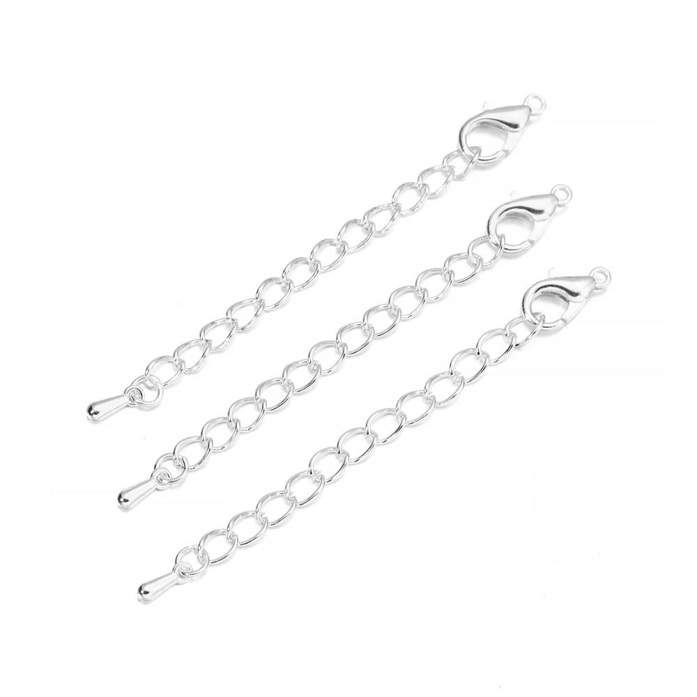 10pcs/lot 50 70mm Tone Extended Extension Tail Chain Lobster Clasps Connector For DIY Jewelry Making Findings Bracelet Necklace