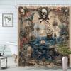 1pc Pirate Ship Shower Curtain - Skull & Crossbones Steampunk Nautical Design with Stormy Sea, Treasure Chests & Mermaid Scales