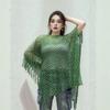 Tassel Sunscreen Cover-up Loose Fit Knit Hollow Out Top Fashion Fishnet Swimsuit Cover Up  Vacation