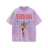 Maglietta Vintage Lavata Retro Tie-Dye Vestibilità Larga per Uomo e Donna Nirvana Kurt Cobain
