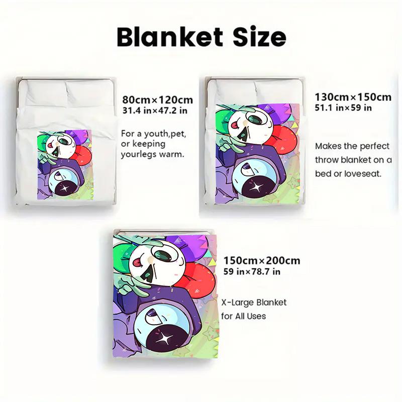 Dandy's World Cartoon Game 2D Flat Pattern Flannel Blanket High Quality All Seasons Warmth and Comfort Perfect for Christmas Gifts.