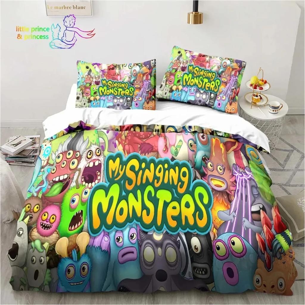 My Singing Monsters Video Game Cartoon Bedding Set Single Twin Full Queen King Size Bed Set Adult Kid Bedroom Bedding Gift