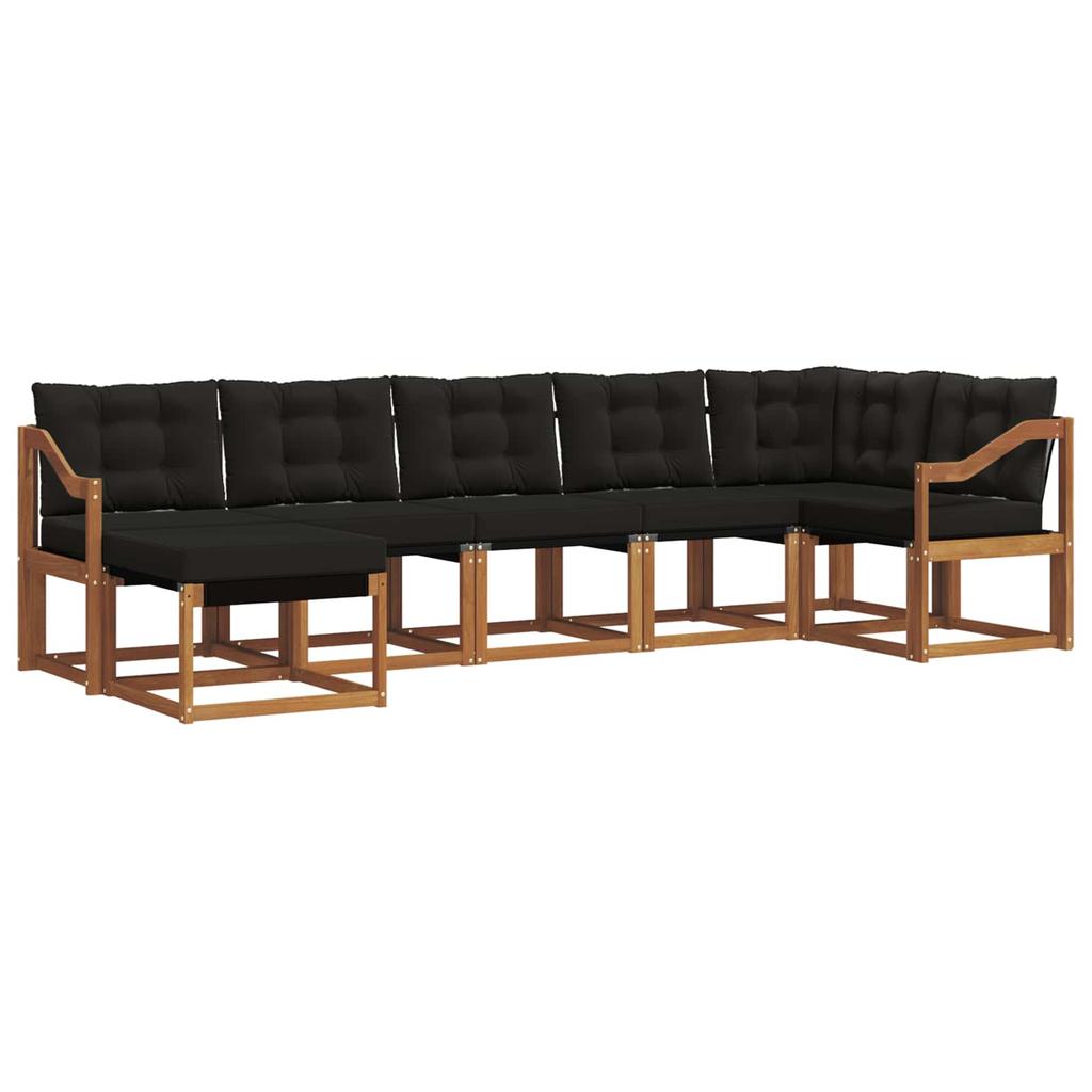 Outdoor Sofa Set with Cushions 7 pcs Natural and Black
