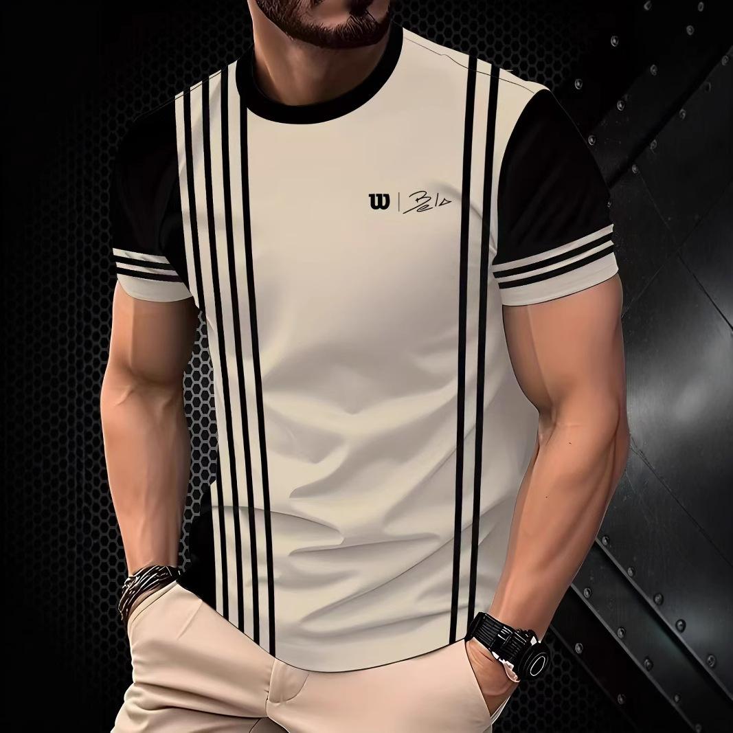 

Summer new casual men s short-sleeved top digital 3D printing versatile crew neck European size t-shirt 6XL