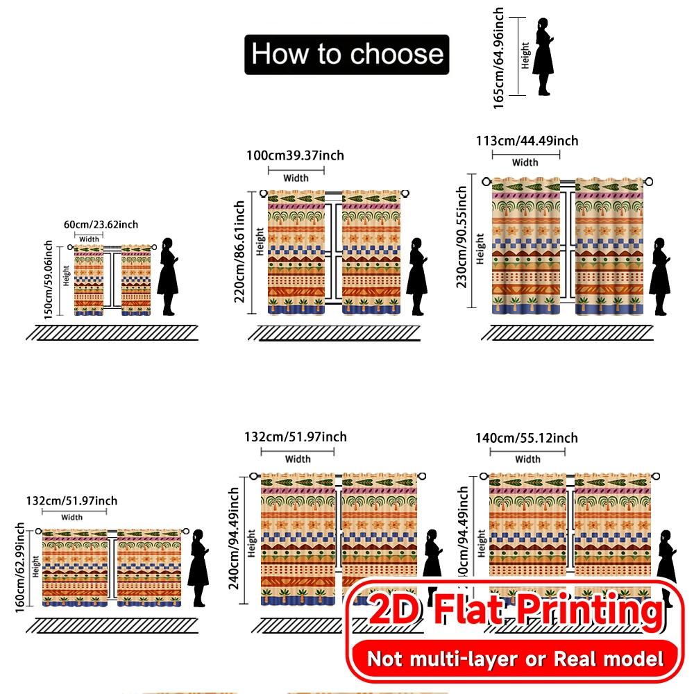 2 Stück, 2D-FLACHDRUCK Vorhänge (Ohne Stange) Muster Palmen Weihnachts-Festival Mode Vorhänge Langlebige Polyestervorhänge