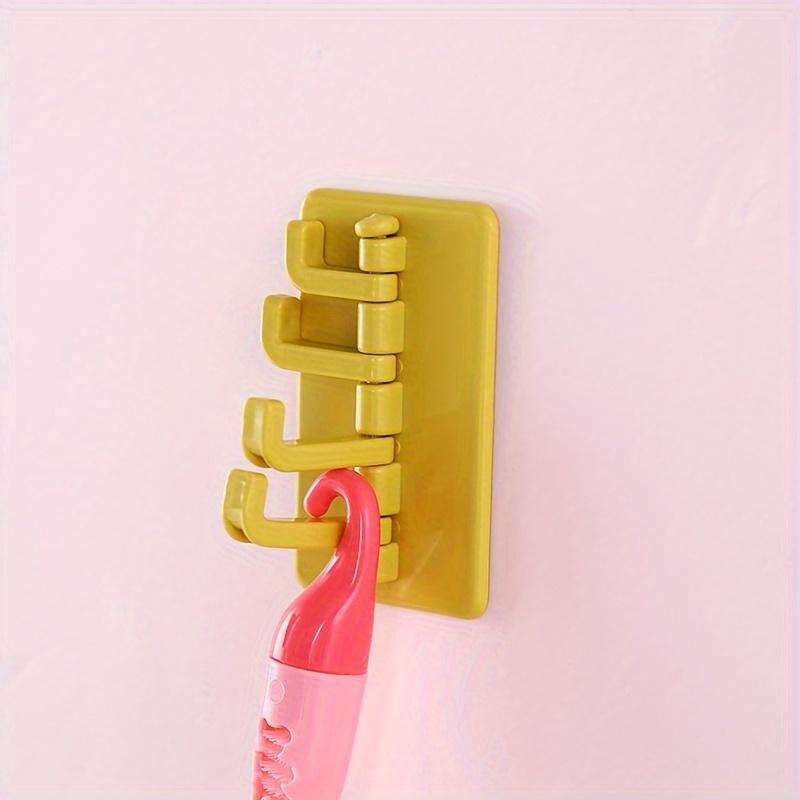 4pcs Modern Adhesive Wall Rack, Plastic Storage Organizer with Hooks for Kitchen Bathroom Accessories