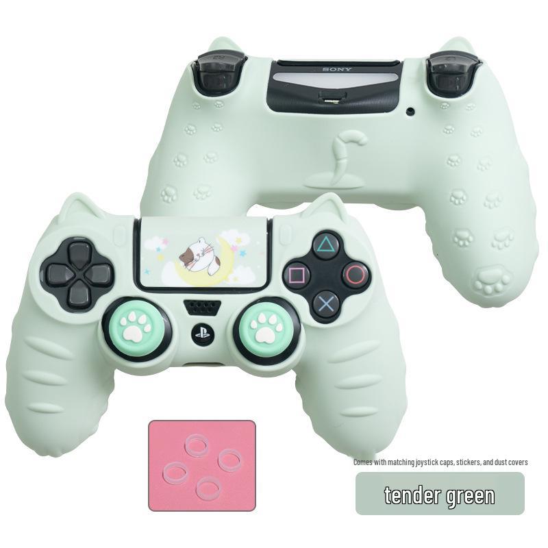 Cartoon Cute Silicone PS4 Controller Case with Joystick Caps, Stickers & Anti-Dust Ring