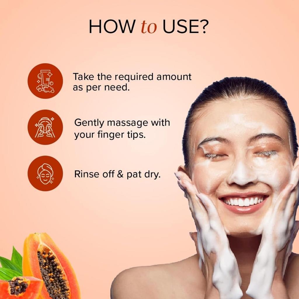 Khadi Natural Papaya Face Wash 100ml Pack of 1 | Brightens Skin | Reduces Dark Spots & Blemishes