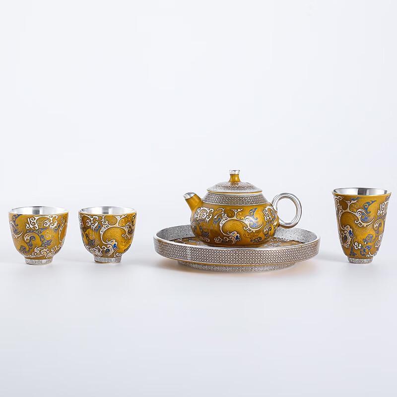 Su-Style Ceramic Gilded Silver Fulong Teapot Set