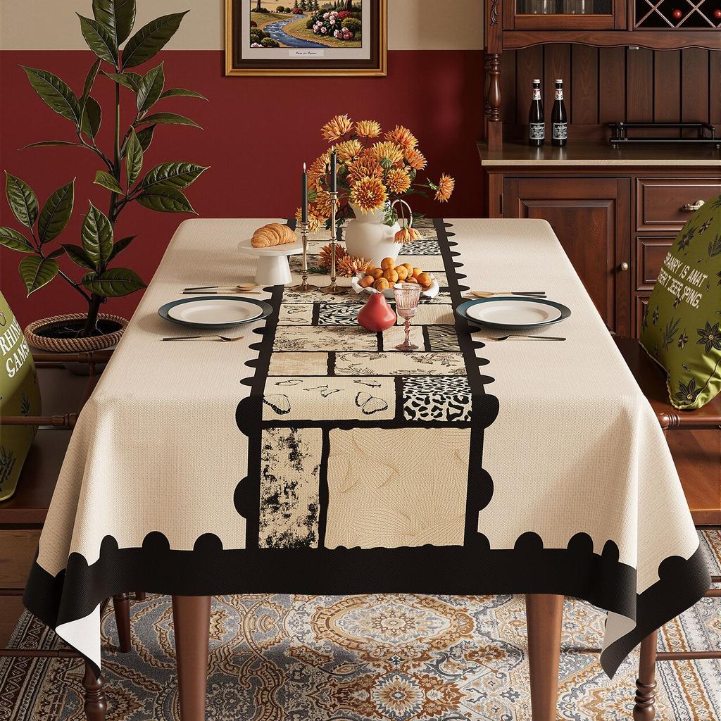 Affordable Luxury Tablecloth: Waterproof, Oil-Resistant, and Wash-Free Dining Tablecloth; Rustic Vintage Coffee Tablecloth