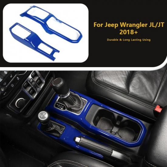 Blue Center Console Gear Shift/ 4WD Cover Trim for Jeep Wrangler JL JLU JT 2018+