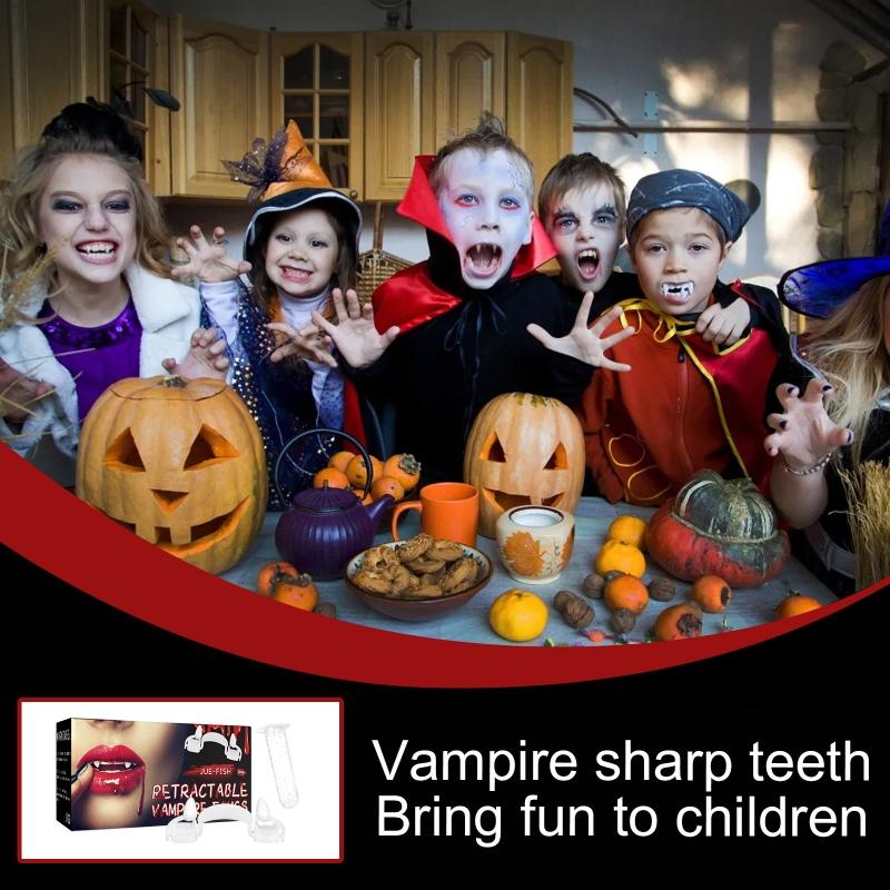 Retractable for Vampire Fangs Fangs Spoof Teeth Party Dance Halloween Costume Props Masquerade Accessory Gift for Hallow