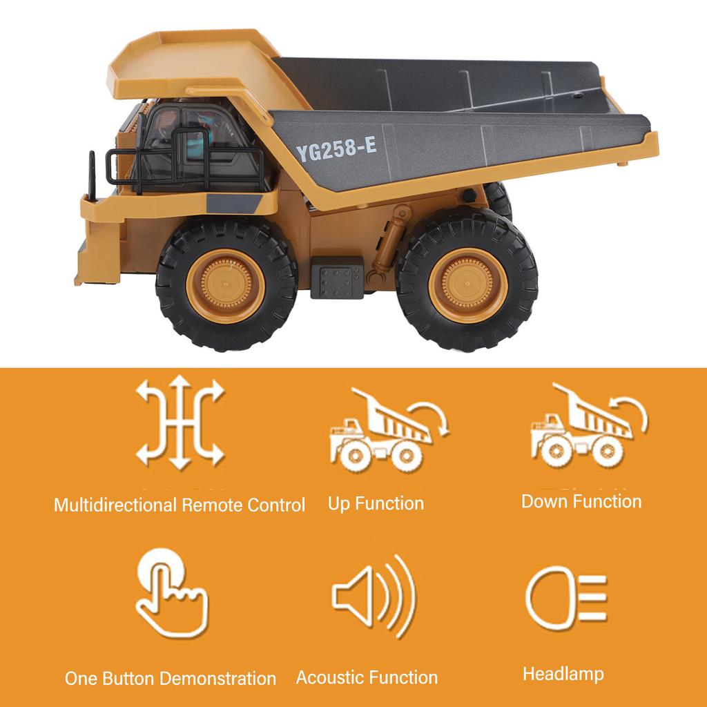 9 Channel RC Dump Truck Toy Kit RC Truck Construction Vehicle Truck Toys for Toddlers Kids Boys Girls Yellow