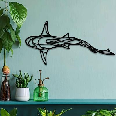 1pc, Minimalist Metal Wall Decoration Crafts, Iron Art Minimalist Line Shark Silhouette Wall Hanging for Bedroom Wall Decoration
