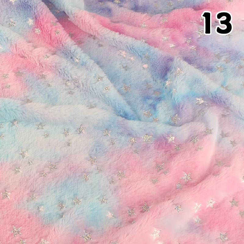 50x160cm Tie Dye Faux Rabbit Plush Fur Fabric Gradient Smooth Soft Rainbow Cloth For Diy Sewing Garments Dolls Clothes Hat Scarf