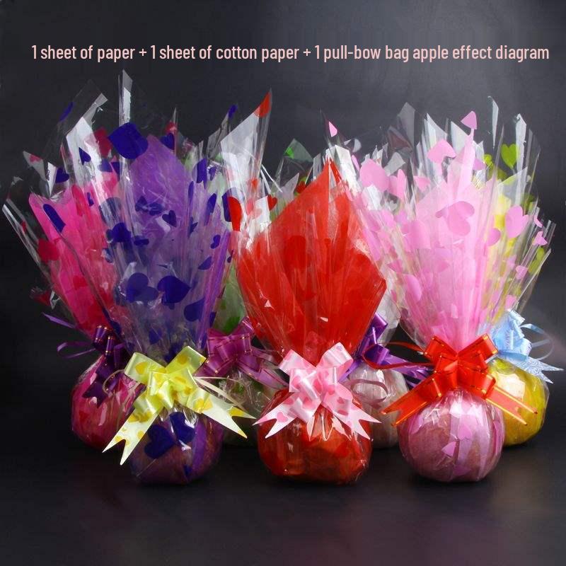 High-End Christmas Eve Floral Wrapping Paper Set with Cellophane and Butterfly Pull Flowers