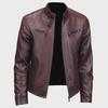 Men's Trendy PU Leather Motorcycle Jacket with Stand Collar - American & British Style