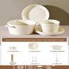 Sicun Cream White Vertical Stripe Dinnerware Set