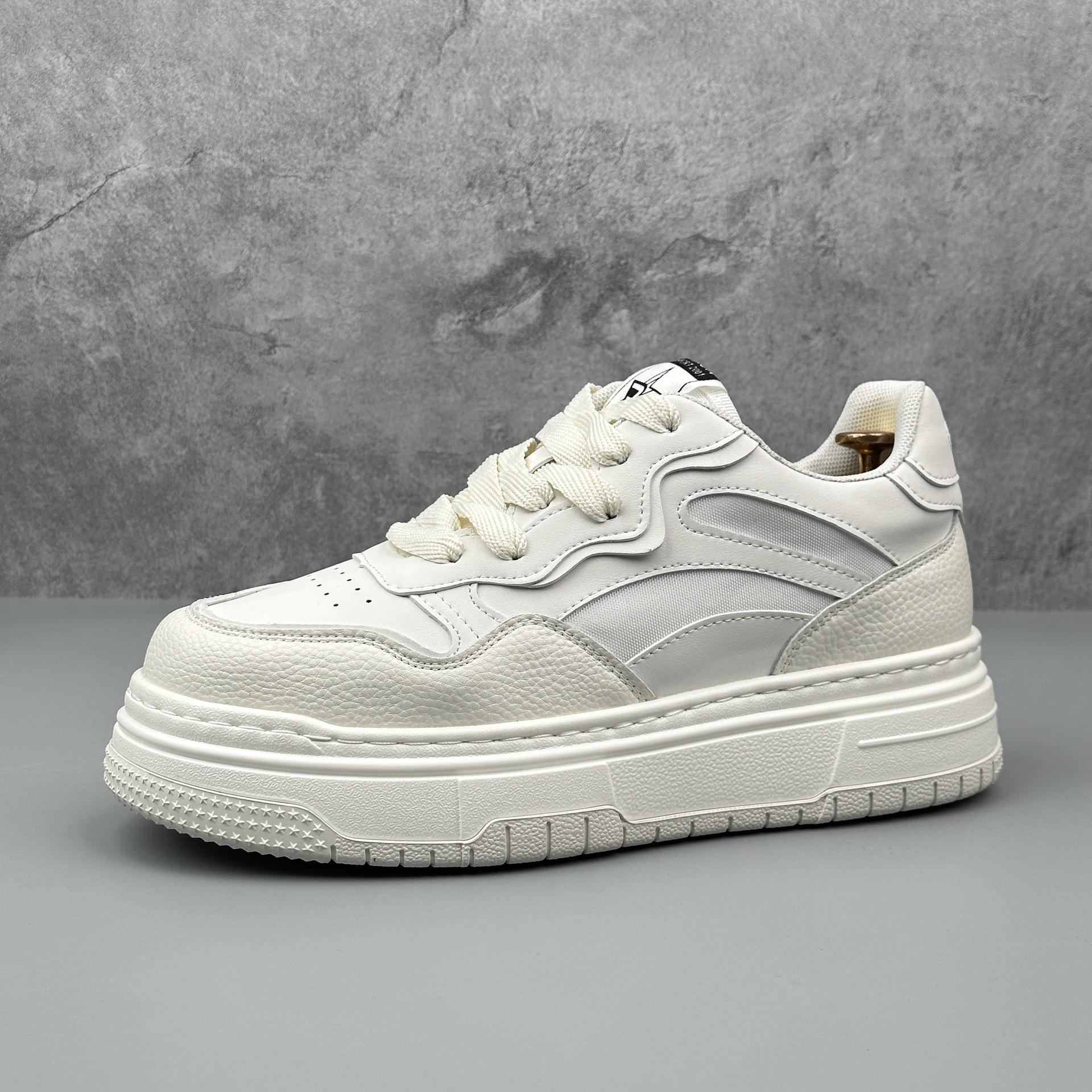 White Height-Boost Men s Sneakers - 2025 Autumn, Breathable, Thick Sole, Versatile, Trendy Sports Shoes 42