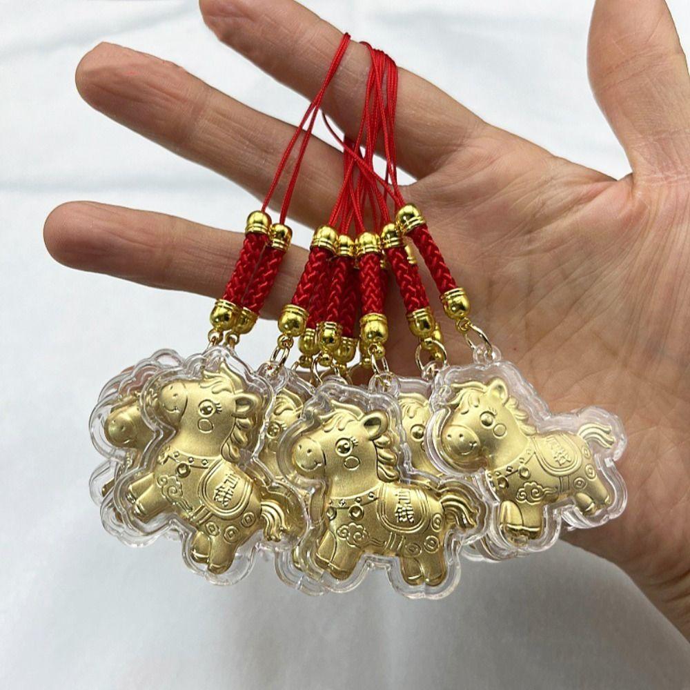 Cartoon Design Gold Horse Keychains Get Rich Zodiac Horse Keychains Bag Pendant New Year Party