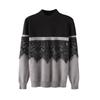 Knit Stand Long Lace Floral Perfect for Winter [7-livehouse] Women's Sweater, Collar, Sleeves, Trim, Print, Two-Tone Design, Flattering, Elegant,