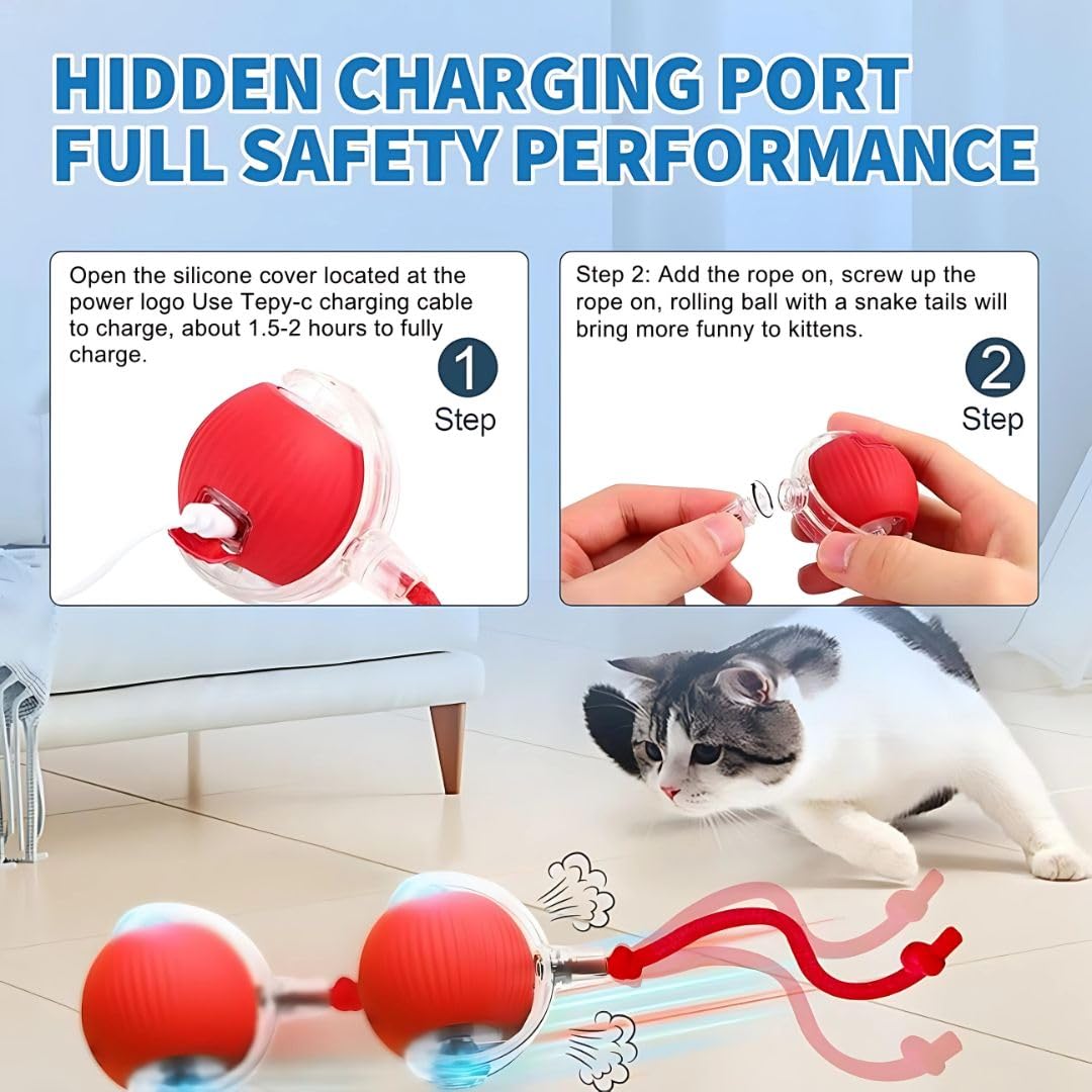 

Automatic Rolling Ball For Kitten Rechargeable Cat Interactive Ball Toys Smart Pet Electric Toys Cat Ball Toy Pet Supplies Gifts червоний