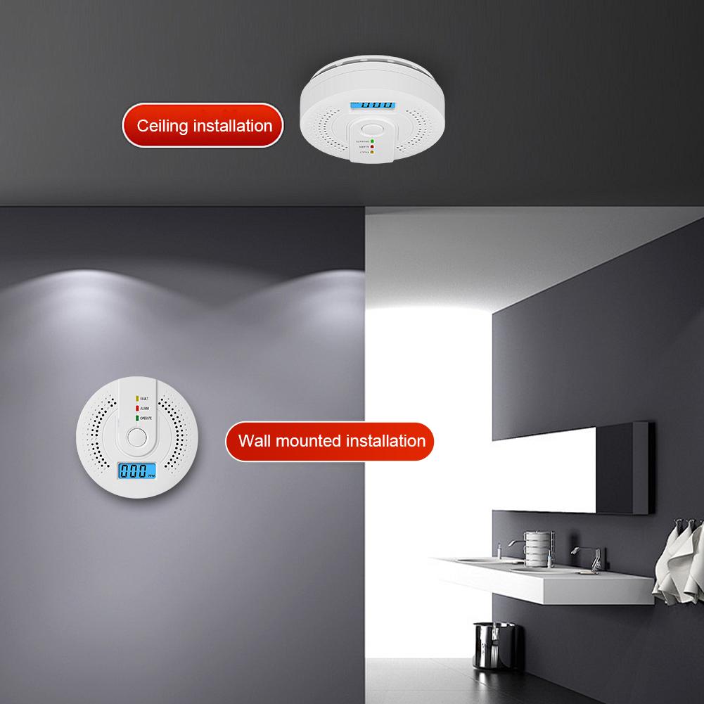 1/2Pack Carbon Monoxide Detectors CO Detectors Battery Powered With Alarm Light Digital Display for Home,Bedroom,Kitchen,Office