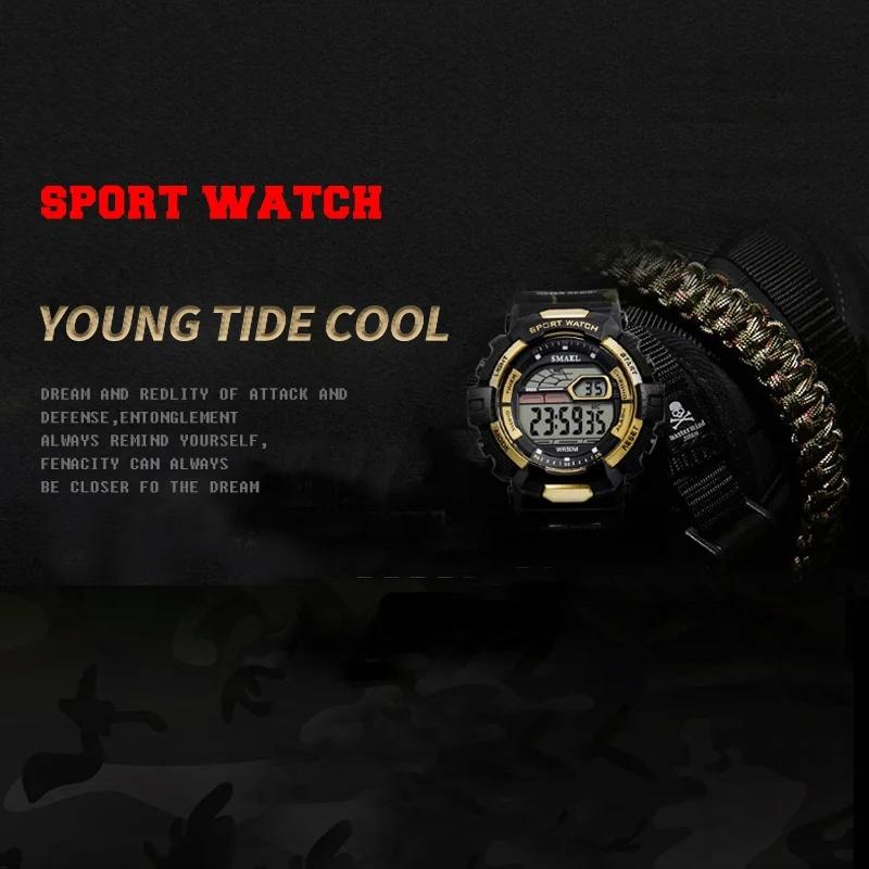 Smael 1527 Shock Resistant LED Function Adjust Wristwatch Reloj Digital Resin Material Watch Outdoor Sports Creative Men Date