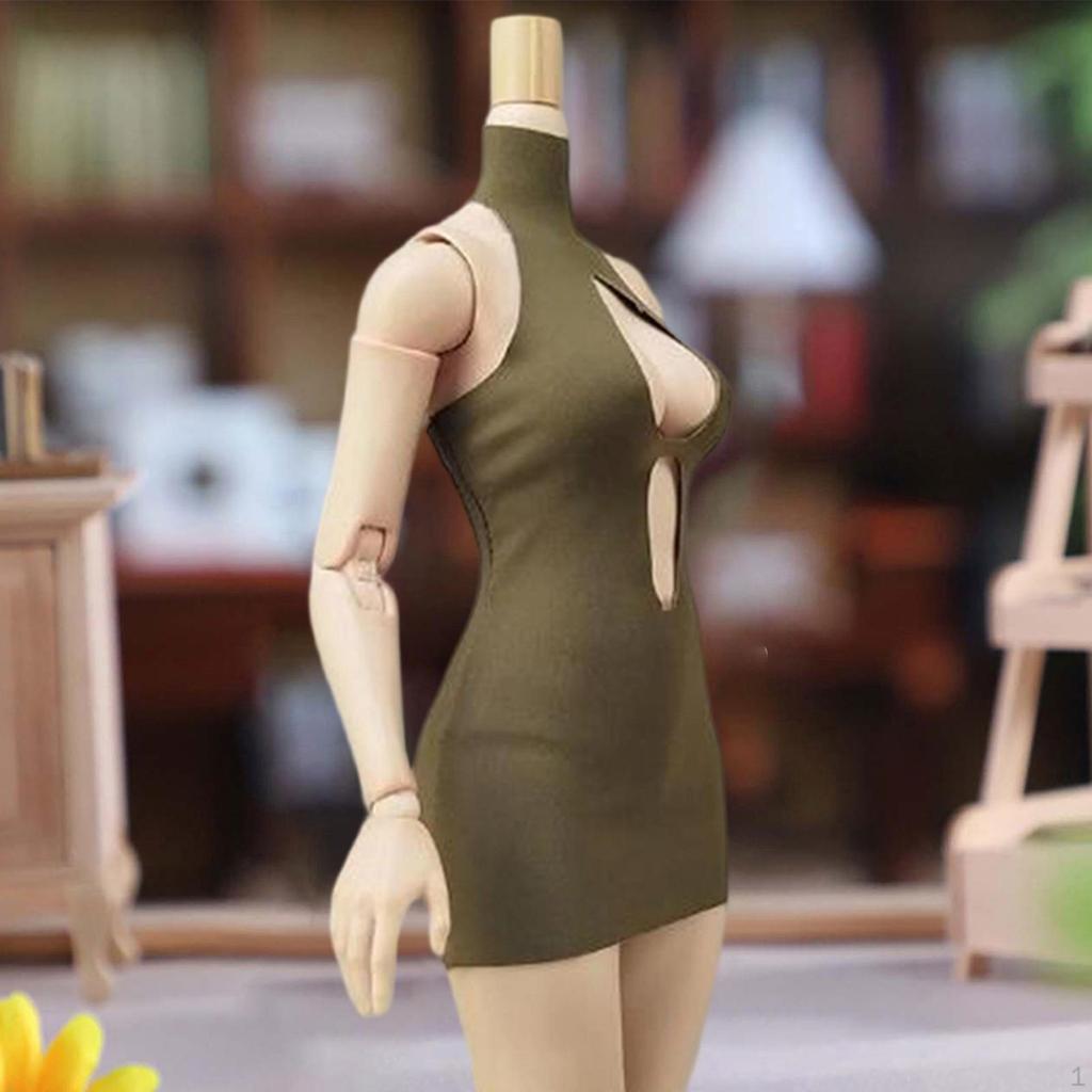 1/6 BJD Doll Clothes Party Dress Easy to Wear Outfit Cosplay High Neck Chest Revealing Mini