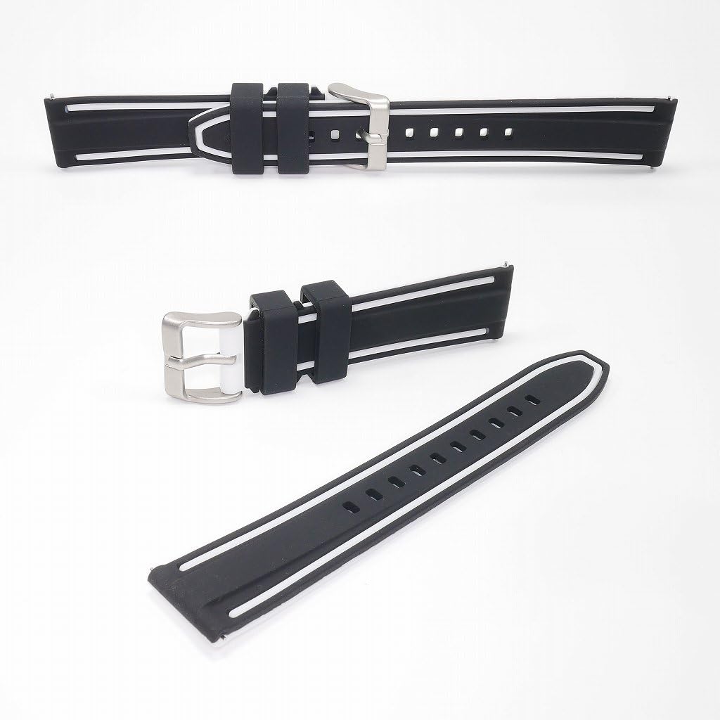 Swatch x OMEGA Compatible Rubber Strap with Double Lines (Black/White Lines)