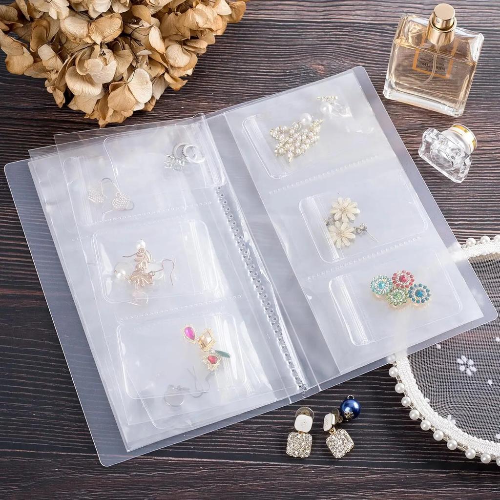 84Gird Transparent Anti-oxidation Jewelry Storage Albums Desktop Drawer Organizer Necklace Bracelet Ring Book Holder Jewelry Bag