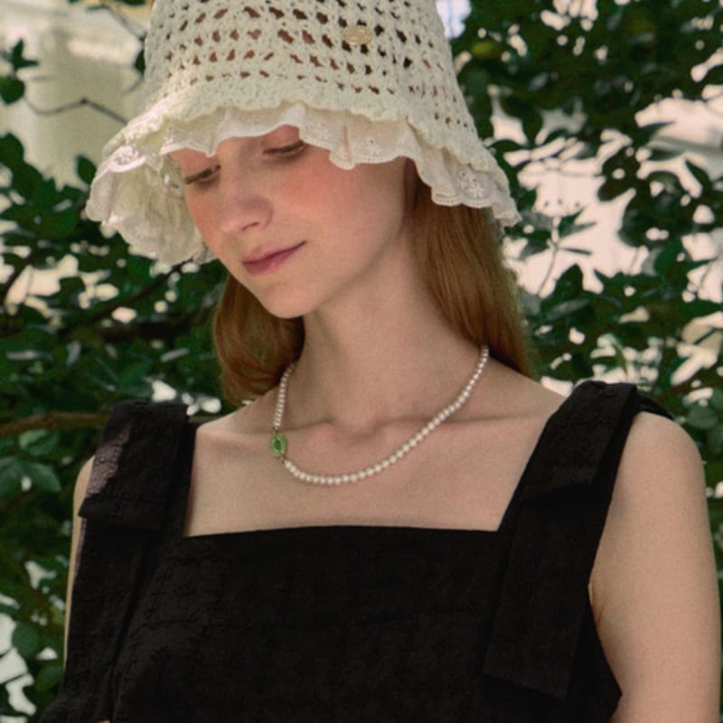 NONLOCAL Lace Knit Bucket Hat - Ivory