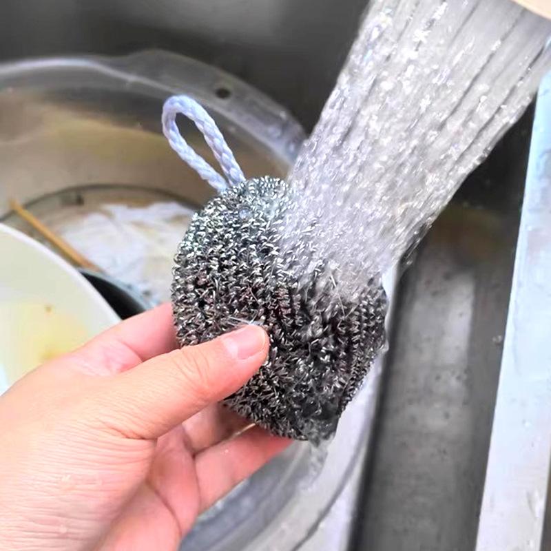 Hängendes Seil Melone Stahlwolle, Haushalts-Stahlwolle zum Geschirrspülen, Küchenreinigungsball, Topfschrubber aus Edelstahl, Geschirrschrubber
