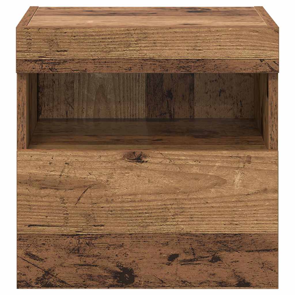 Wall Mounted TV Cabinet with LED Lighting Reclaimed Wood Look 40 x 30 x 40 cm Particleboard