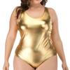 Nowy Internetowy Celebryta Złoty Kostium Kąpielowy Plus Size z Miseczkami, Jednoczęściowy z Trójkątnymi Wycięciami na Plecach, Europejski Piękny Kostium Kąpielowy dla Kobiet