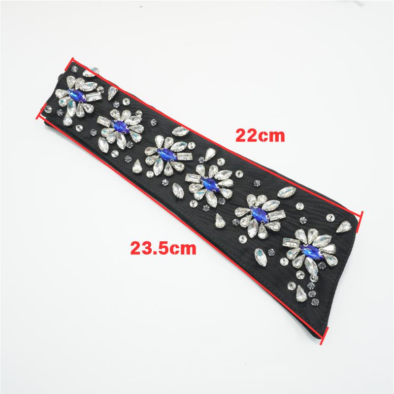 Handmade Women's Accessory Removable Fake Collar with Rhinestone & Beaded Applique Detachable Shirt Choker Fabric Material
