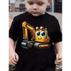 Summer Cute Letter Bulldozer Cool Print Childrens T Shirt Fashion Cotton Kids Short Sleeve Shirt Casual Boys Clothes Tees Tops