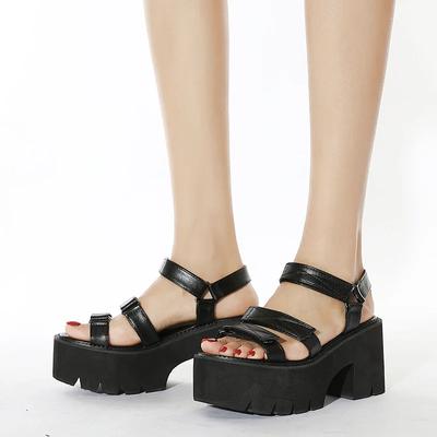 Fashion Black Platform Women Sandals Summer 2025 Female Shoes Woman Block Heel Fashion Buckle Causal Sandals Cheap High Quality